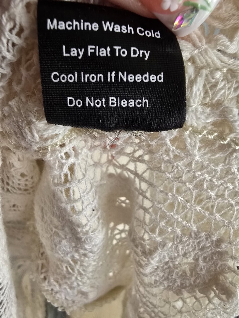POL Mixed Media Denim Lace Waffle Knit Oversized Shacket Medium NWOT - Picture 6 of 6